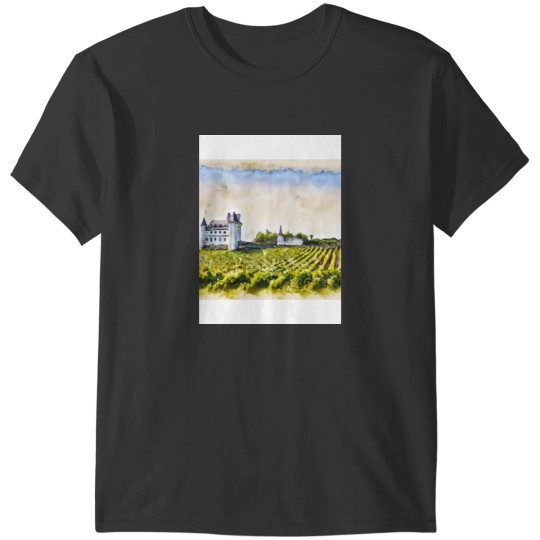 Discover Watercolor of French Loire Valley vineyards and chateau Active T-Shirts