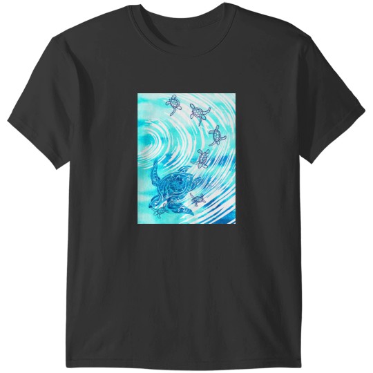 Discover Hawaiian - Polynesian Watercolor Ohana Honu(1) T-Shirts