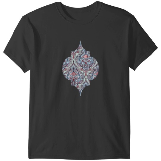 Discover Botanical Moroccan Doodle Pattern In Navy Blue Red  Grey T-Shirts