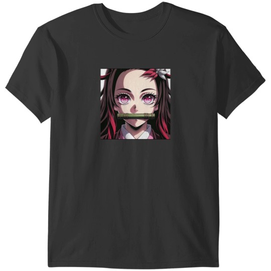 Discover Female Manga Style neko With Piece Of Bamboo T-Shirts