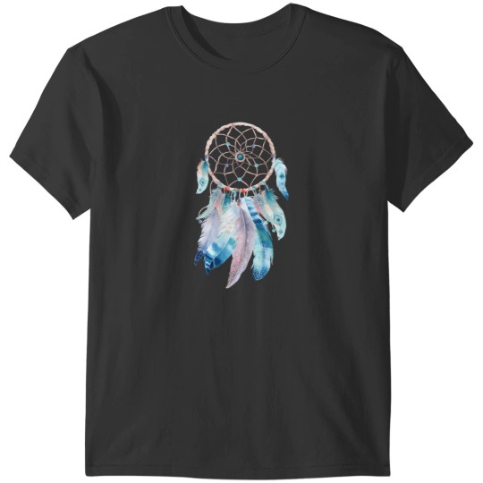 Discover Blue Feathers Dreamcatcher On Purple T-Shirts