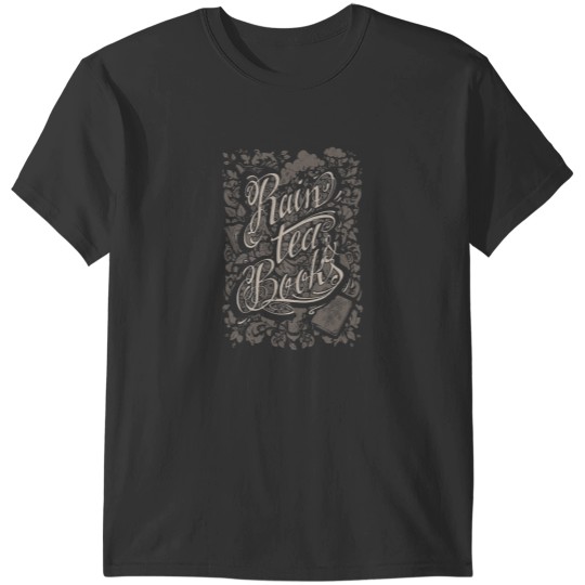 Discover Rain Tea amp Books Grey version Fitted T-Shirts