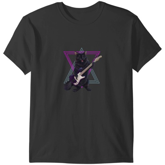 Discover Cat playing bass guitar T-Shirts