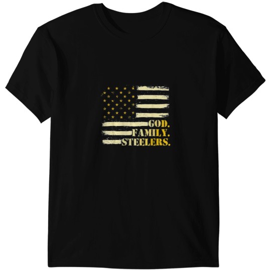Discover American Flag God Family steelersss Military Veteran Essential T-Shirts