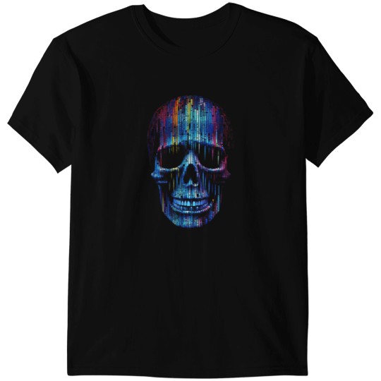 Discover Skull Pixel Colorful Fantasy Artwork Graphic Art Skull T-Shirts