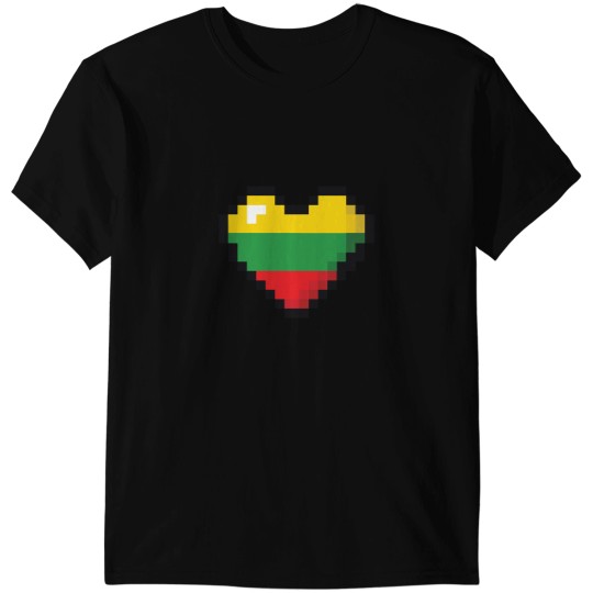 Discover Lithuania Flag Heart Pixel Art T-Shirts