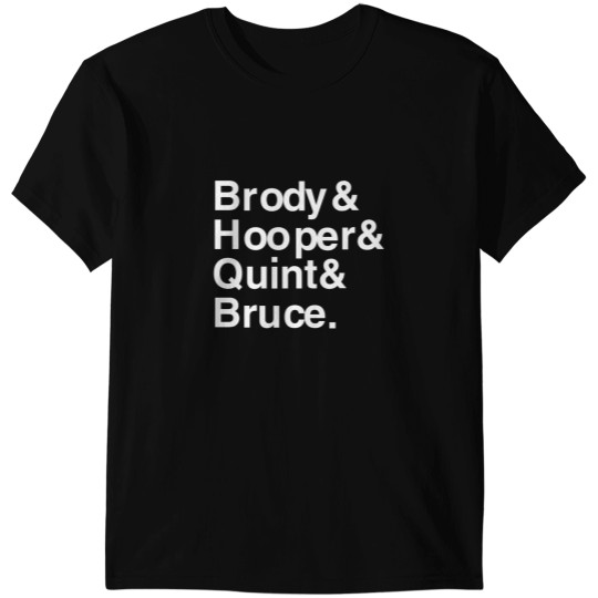 Discover Jaws Character T-Shirt featuring Brody, Hooper, Quint, and Bruce