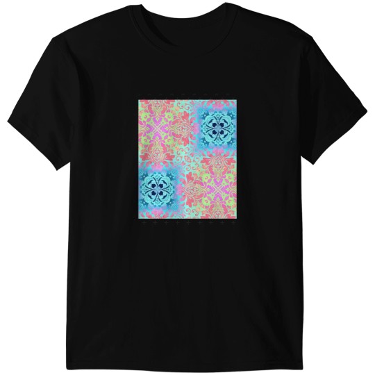 Discover 1980s cottagecore New Age Bohemian pink aqua turquoise damask T-Shirts