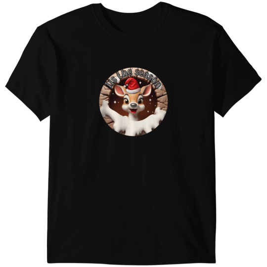 Discover 3D Christmas Deer Broken Wall T-Shirts
