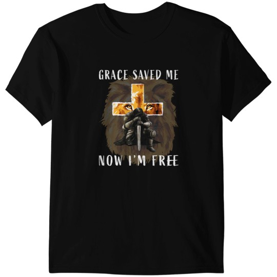 Discover Grace Saved Me Christian Religious Sayings Lion Graphic Men T-Shirts