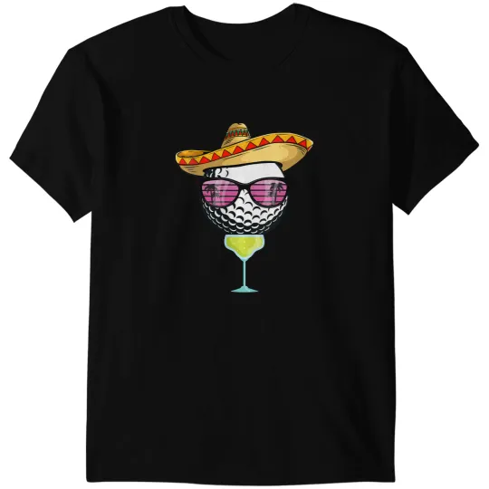 Discover Womens Women Cinco de Mayo Golf Ball With Sombrero Margarita Golfer VNeck T-Shirts