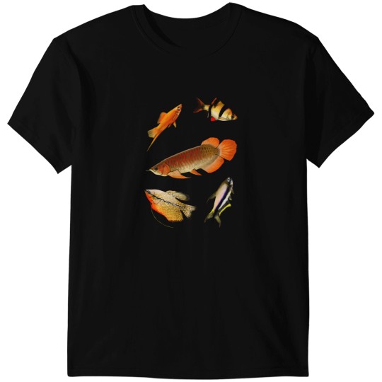 Discover Aquarium Fish Set Red - Arowana Tiger Barb Green Swordtail Pearl Gourami Emperor Tetra 986 T-Shirts