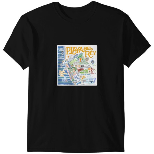 Discover Playa Del Rey Illustrated Map T-Shirts