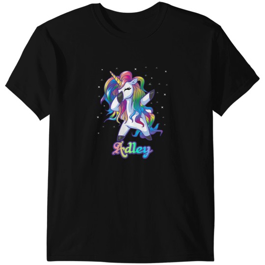 Discover ADLEY Name Personalized Custom Rainbow Unicorns Dabbings T-Shirts
