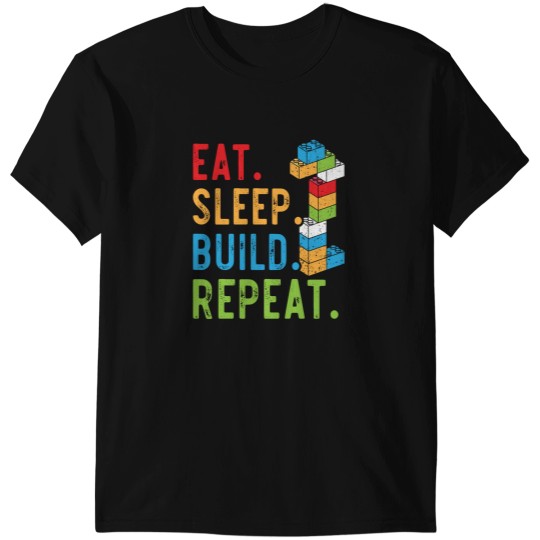 Discover Eat Sleep Build Repeat Master Builder Bricks Blocks Pullover Hoodie T-Shirts