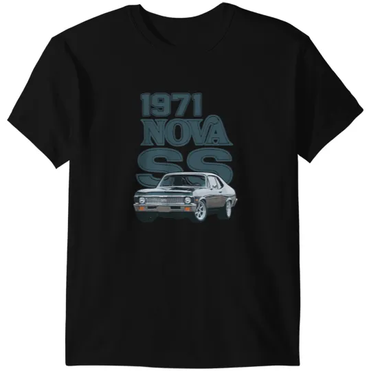Discover 1971 71 Chevys Nova 2 Car Old School Muscle Car T-Shirts