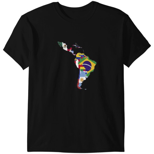 Discover Map Flags of Latin America T-Shirts