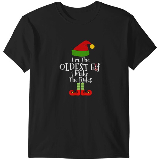 Discover I'M The Oldest I Make The Rules Elf Matching Family Group Christmas Pajama T-Shirts