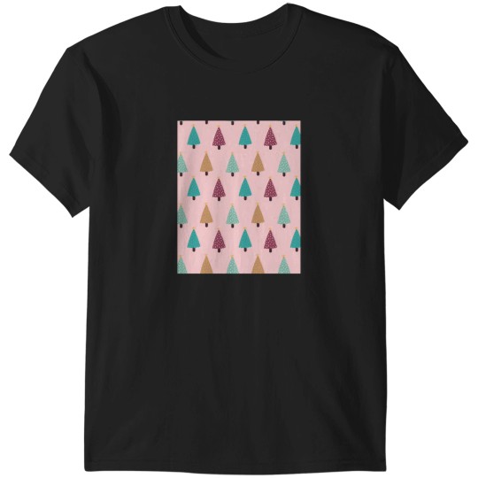 Discover Cute Pink Christmas Tree Pattern T-Shirts
