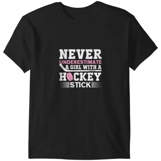 Discover Never Underestimate A Girl With A Hockey Stick T-Shirt