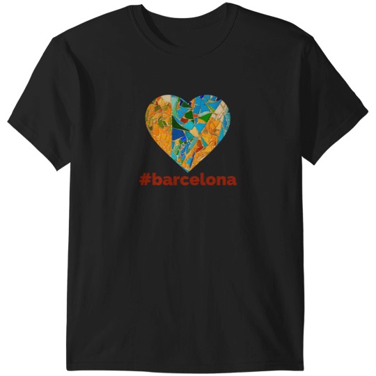 Discover Barcelona Mosaic Heart Of Barcelona City  Europe 549 T-Shirts