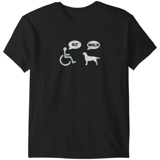 Discover Funny Wheelchair Humor Dog Sit Walk T-Shirts