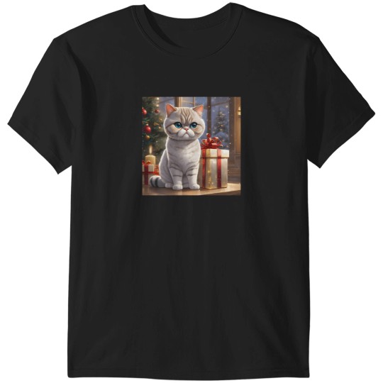 Discover A Cute Exotic Shorthair Cat With Christmas Presents T-Shirts