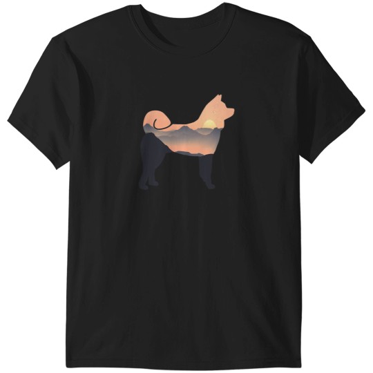 Discover Akita Dog Silhouette Sun Mountain Akita Inu Gift T-Shirts