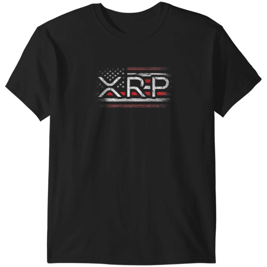 Discover Crypto Currency - XRP Cryptocurrency - American Flag - XRP T-Shirt T-Shirts
