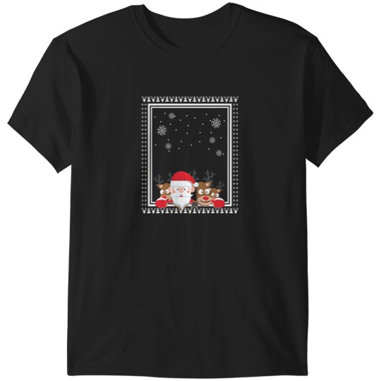 Discover Santa And Deer Christmas Ugly Sweater Style T-Shirts