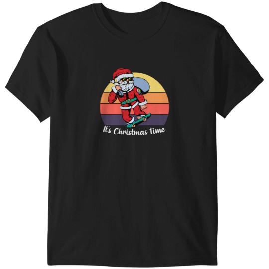 Discover It'S Christmas Time Vintage Santa Cool Skatebord Santa Design Essential T-Shirt T-Shirts