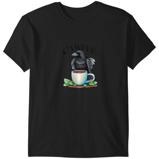 Discover Cawfee Raven Crow Coffee Cup Leaves Bird Lover T-Shirts