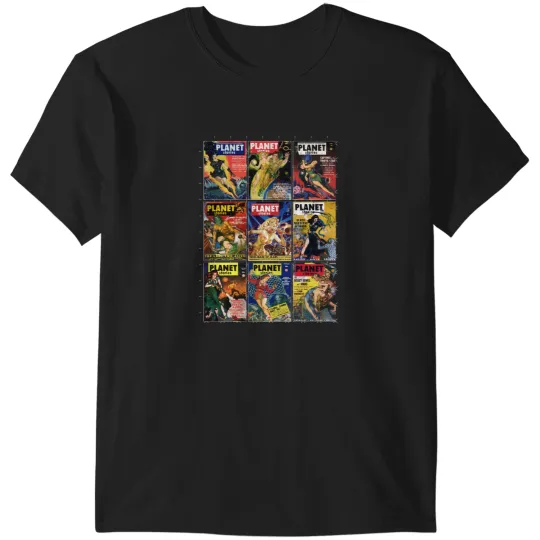 Discover Planet Stories Sci-Fi Pulp Magazine Cover Art (White Border) T-Shirts