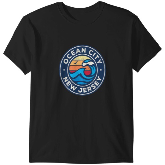 Discover Ocean City New Jersey NJ Vintagess Nautical Waves Design T-Shirts