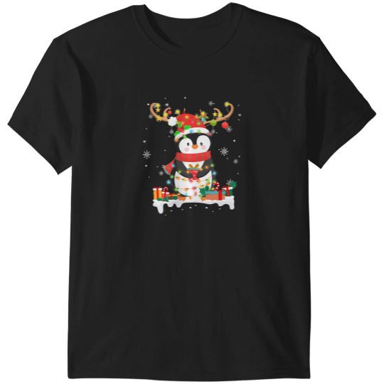 Discover Cute Penguin Reindeer Santa Hat Xmas Christmas Penguin Lover T-Shirts