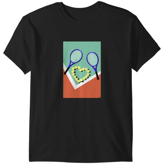 Discover Cute And Colorful Tennis Court With Tennis Ball In A Heart Shape T-Shirts