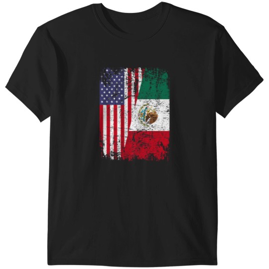 Discover MEXICAN ROOTS Half American Flag MEXICO T-Shirts