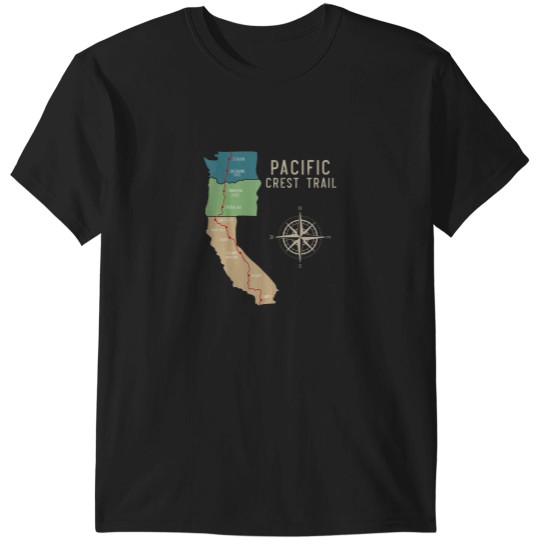 Discover PCT Pacific Crest Trail Hiking Map T-Shirts
