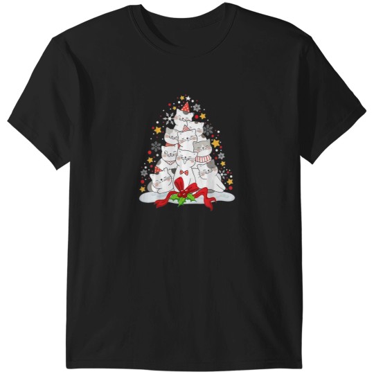 Discover Cute Merry Catmas Tree Lights Christmas Funny Cat T-Shirts