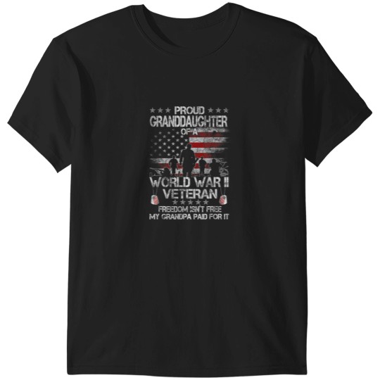 Discover Proud Granddaughter Of A WWII Veteran US Flag Ve T-Shirts