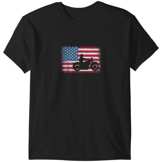 Discover American Flag Biker Motorcycle USA Flag 4th of J T-Shirts