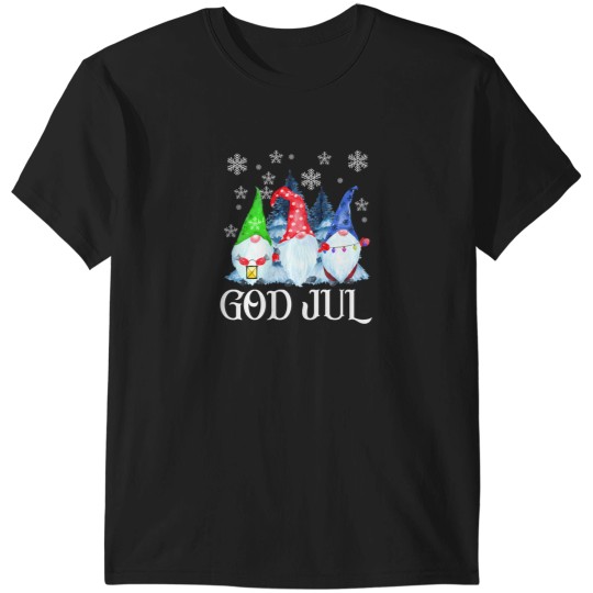 Discover God Jul Nordic Gnomes Tomte Nisse Scandinavian Swedish Norwegian Christmas T-Shirts