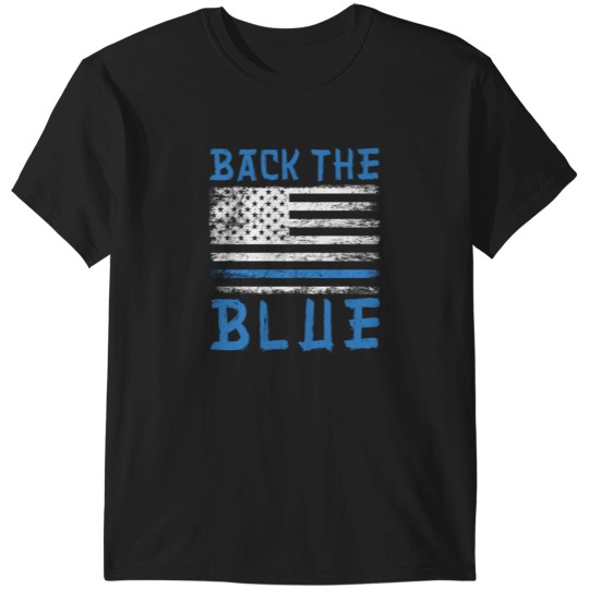Discover Back The Blue Police USA Flag Policeman Officer T-Shirts