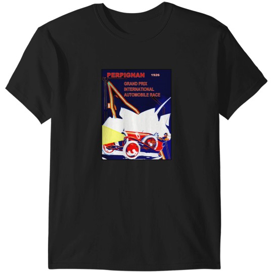 Discover Perpignan Vintage Grand Prix Auto Advertising Print T-Shirts