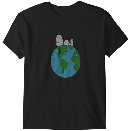 Discover Peanutsss Snoopy Earth Dayss Laying On Top of the World T-Shirts