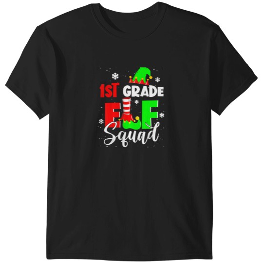 Discover 1St Grade Elf Squad Funny Elementary Teacher Christmas T-Shirts