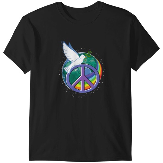 Discover peace dove peace sign peace rainbow V-Neck T-Shirts