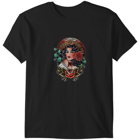 Discover Traditional Pretty Mexican Chicana Tattoo T-Shirts