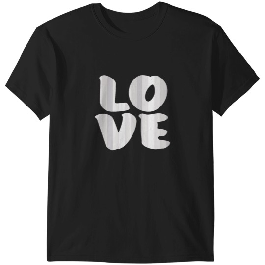 Discover Letters spelling LOVE with colorful stripes T-Shirts