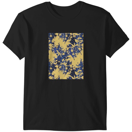 Discover Abstract Blue and Yellow Floral Print T-Shirts